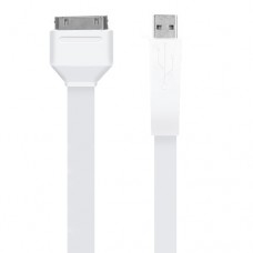 USB 2.0 HOTSYNC / FLAT CHARGING CABLE FOR IPOD / IPHONE - WHITE