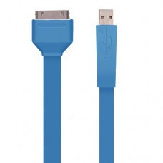 USB 2.0 HOTSYNC / FLAT CHARGING CABLE FOR IPOD / IPHONE - BLUE